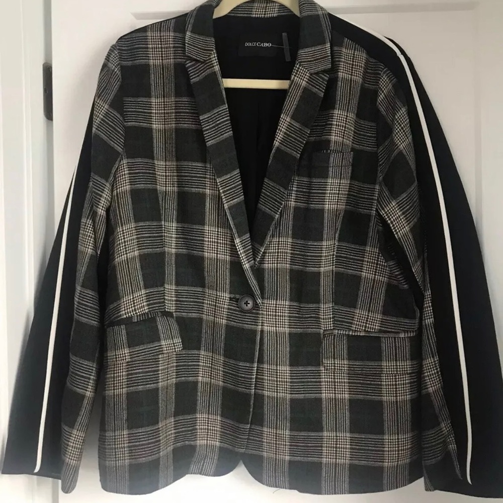 Dolce CaboPlaid Stripe Trim Blazer Size L - Picture 4 of 9